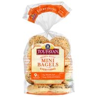 Toufayan Bakeries Mini Bagels, Pre-Sliced, Everything