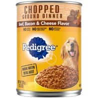 Pedigree Chopped Ground Dinner Adult Canned Wet Dog Food Beef, Bacon and Cheese