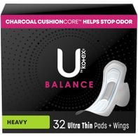 U by Kotex Balance Ultra Thin Pads with Wings, Heavy Absorbency