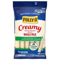 Polly-O Creamy String Cheese Mzarella Cheese Snacks with Whole Milk, ct Sticks