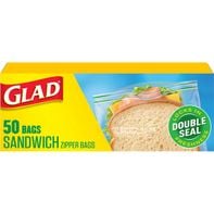 Glad Zipper Food Storage Plastic Bags, Sandwich