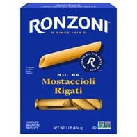 Ronzoni Mostaccioli Rigati, 16 oz, Non-GMO Pasta for Thin Sauces