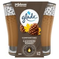 Glade Scented Candle, Cashmere Woods, Fragrance Infused with Essential Oils