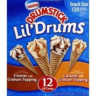 Drumstick Sundae Cones, S'mores with Graham Topping, Caramel with Graham Topping, Snack Size