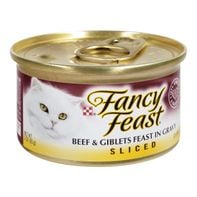 Fancy Feast Dishware Sliced Beef & Giblets Feast in Gravy Gourmet Cat Food