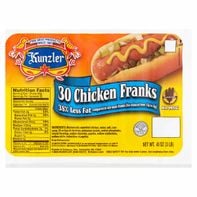 Kunzler Chicken Franks 30 Count 48 Oz