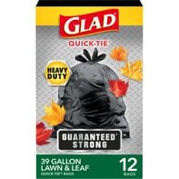 Glad Extra Large Quick-Tie Lawn And Leaf Bags, 39 Gallon