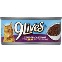 9 Lives Cat Food, with Real Beef in Gravy, Tender Carvings