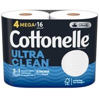 Cottonelle Ultra Clean Toilet Paper, Strong Toilet Tissue, Mega Rolls