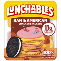 Lunchables Ham & American Cheese Cracker Stackers Snack Kit Chocolate Sandwich Cookies