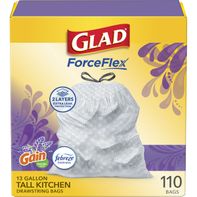 Glad Tall Kitchen Bags, Drawstring, Lavender Scent, 13 Gallon