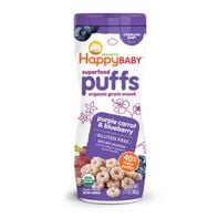 Happy Baby Organics Gluten Free Superfood Puffs Organic Grain Snack Purple Carrot & Blueberry